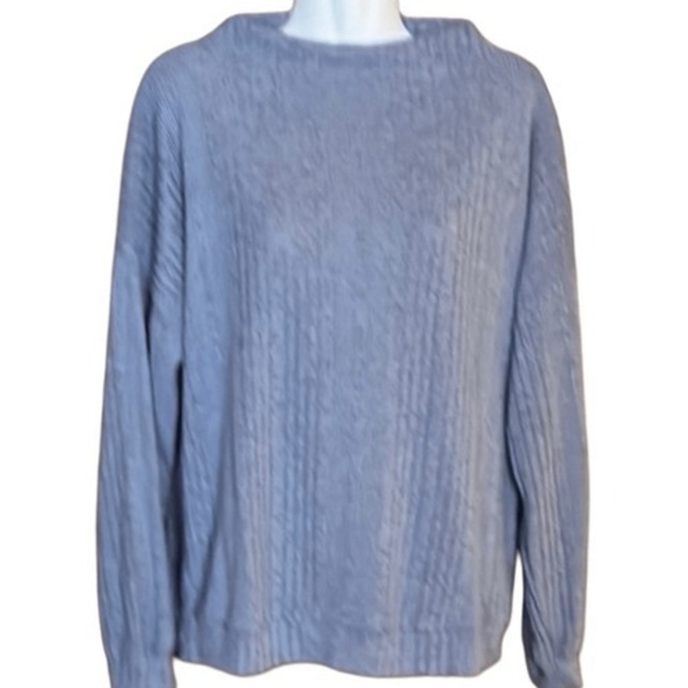 Hello Nite Sweater S Heather Blue Mock Neck Ribbed Mermaidcore‎ Pastel